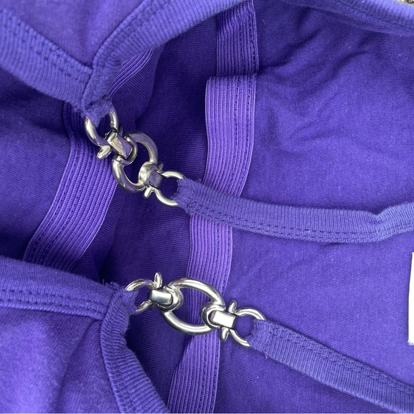 Biker Metal Y2K Vintage Purple Tank top size Large Self Bra Crop Top - Picture 3 of 5